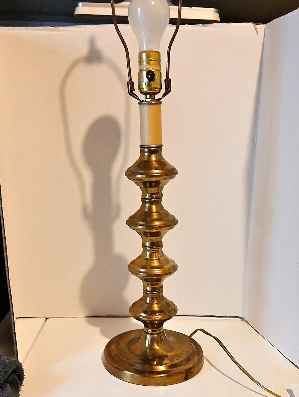Vtg Mcm Hollywood Regency Stiffel Brass Candlestick Lamp